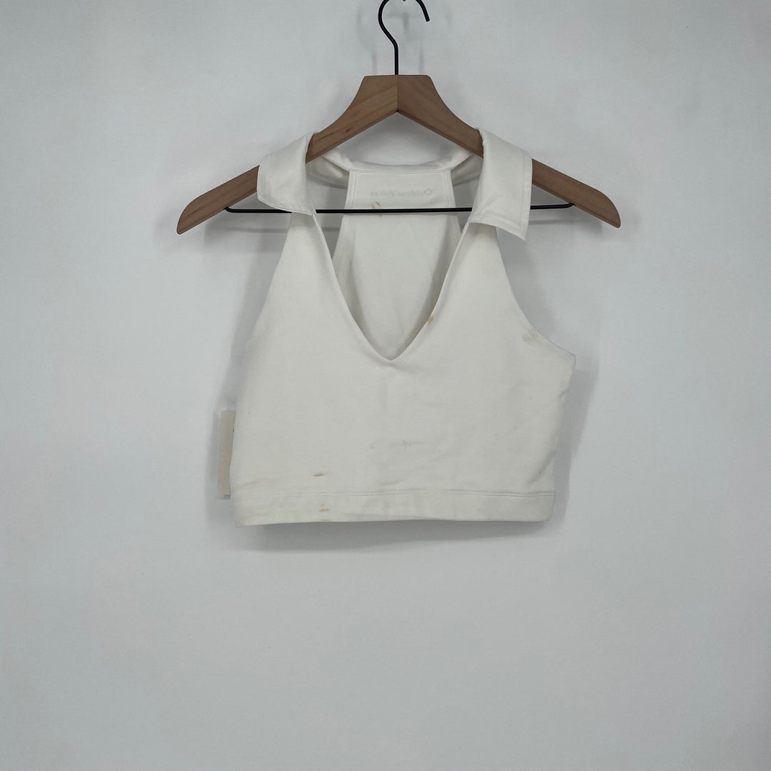 Outdoor Voices Warmup Collared Crop Top White Athletic Athleisure Size S
