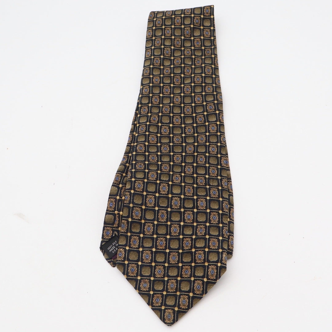 Boardroom Collection American Clothing Silk Tie Gold Navy Geometric Woven Italy
