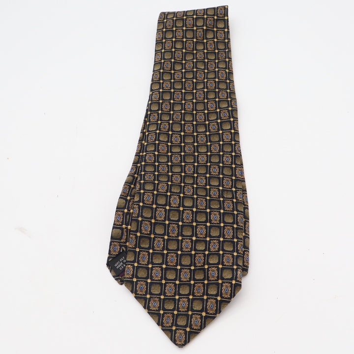 Boardroom Collection American Clothing Silk Tie Gold Navy Geometric Woven Italy