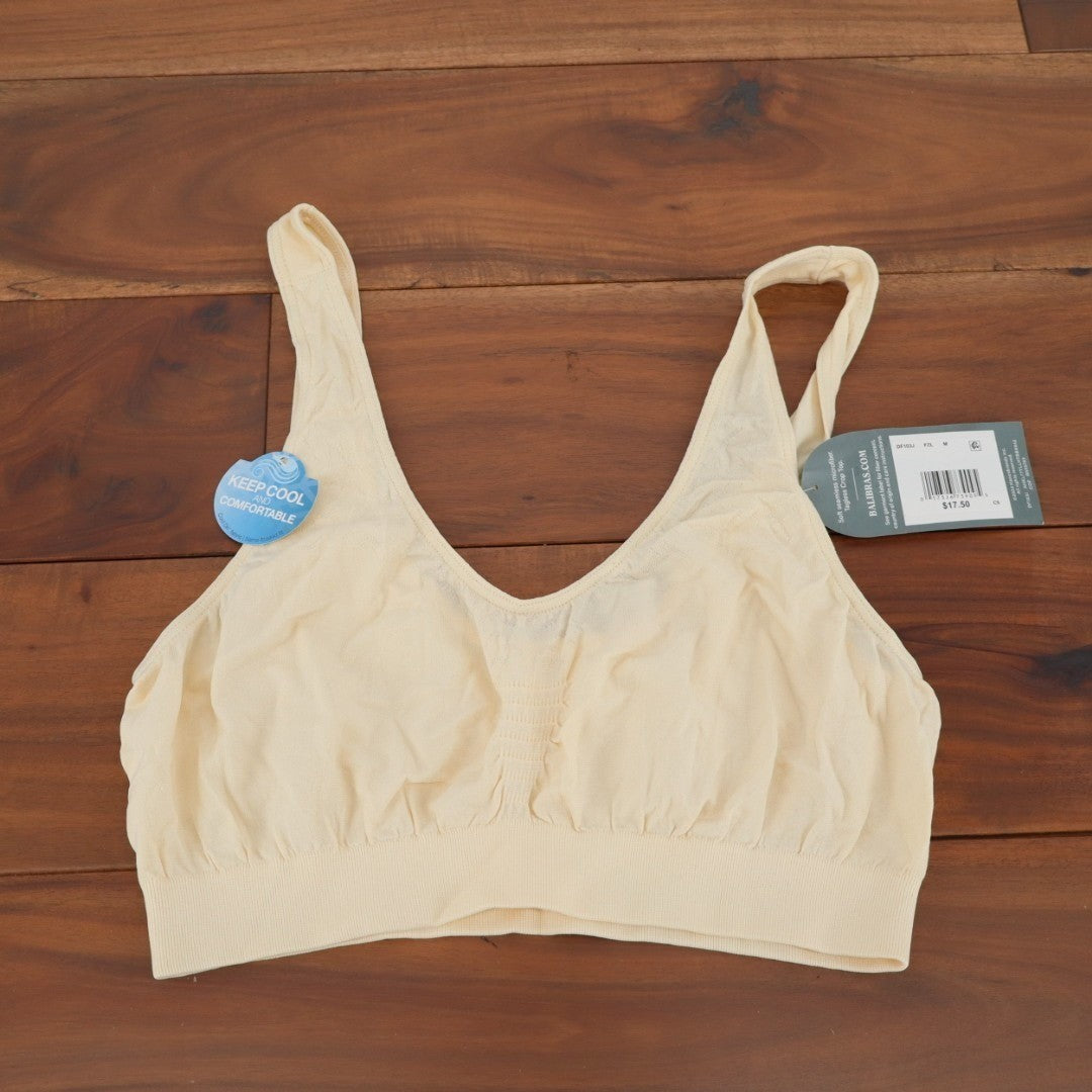 Bali Comfort Revolution Microfiber Crop Top Women's Medium Light Beige Wireless