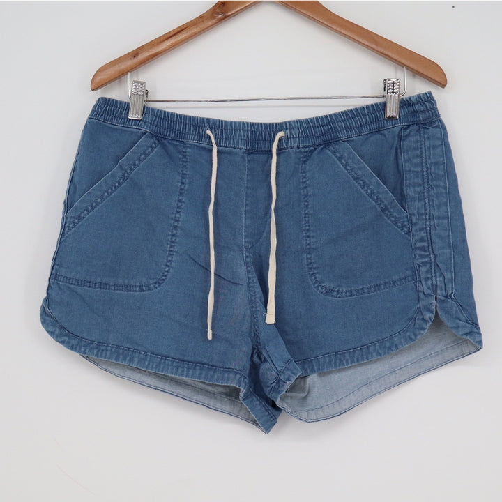 Unionbay Womens XL Blue Chambray Drawstring Elastic Waist Dolphin Shorts