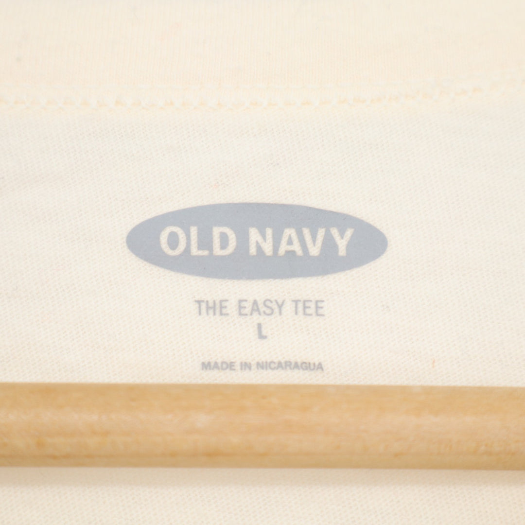 Old Navy T-Shirt Womens Large Beige Bah Hum Pug Graphic Short Sleeve Crew Neck