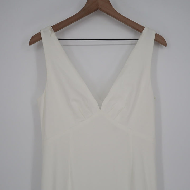 Lulus Captivating Promise Mermaid Maxi Dress Women Large White V-Neck Sleeveless