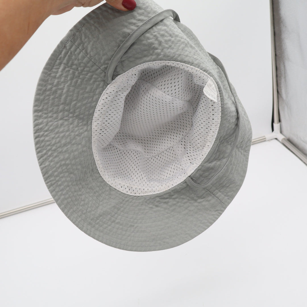 Unbranded Bucket Hat Kids 54cm Smiley Face Patch Grey Adjustable Strap Excellent