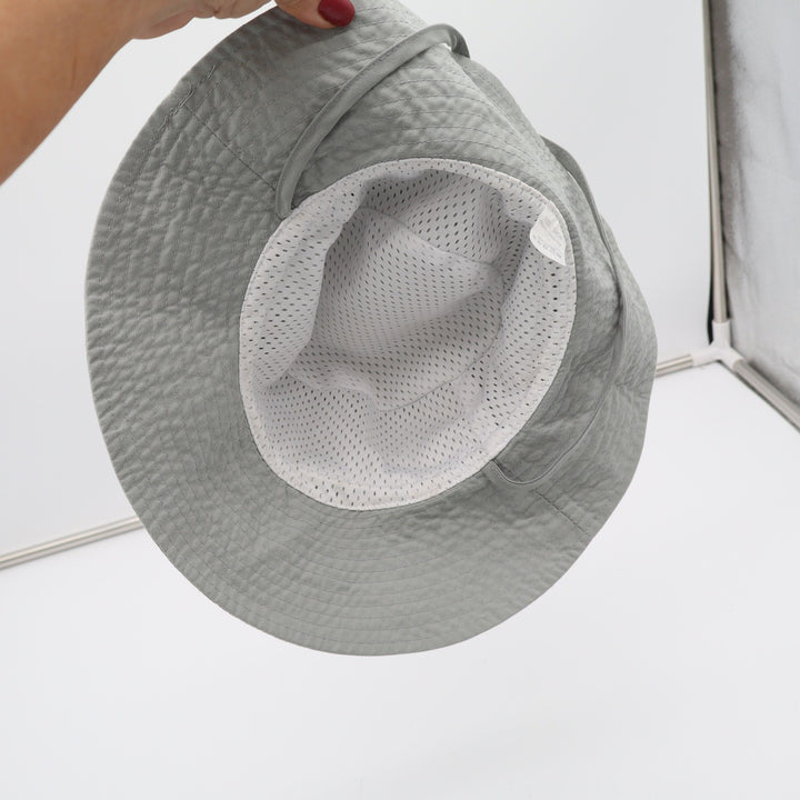 Unbranded Bucket Hat Kids 54cm Smiley Face Patch Grey Adjustable Strap Excellent