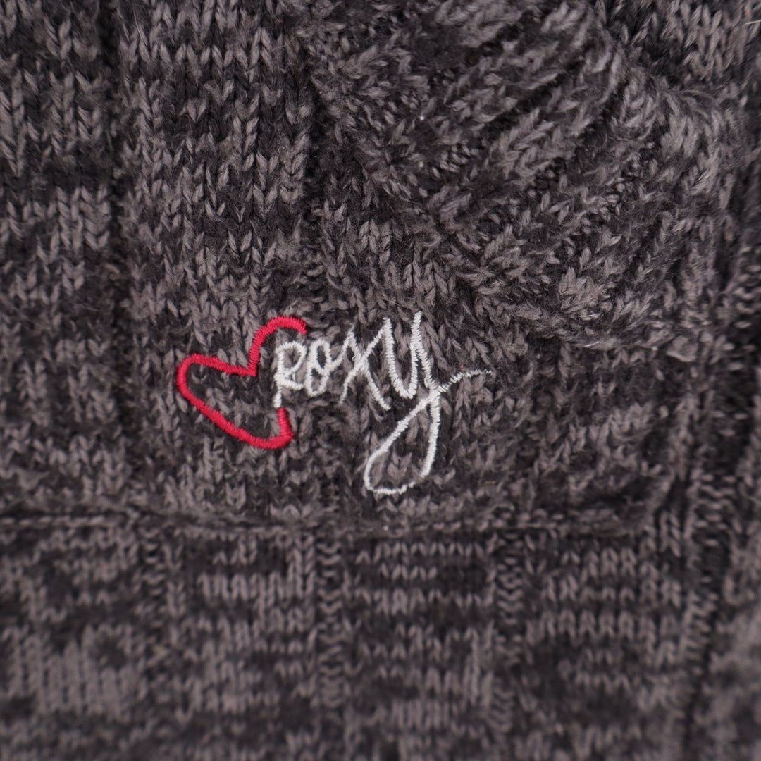 Roxy Womens Brown Marled Knit Button Henley Hoodie Sweater Size M