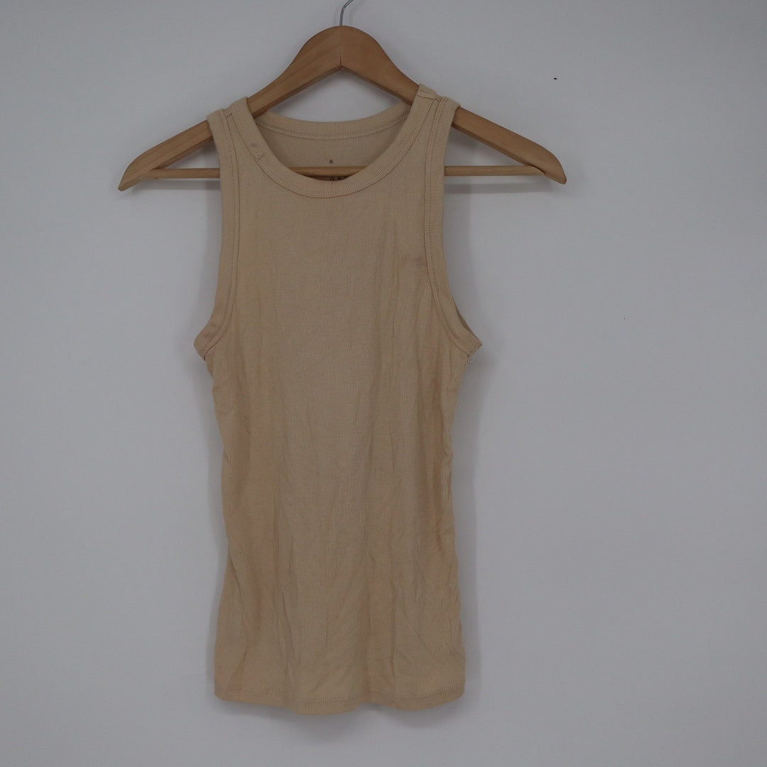 A New Day Womens Ribbed High Neck Tank Top Beige Tan Medium