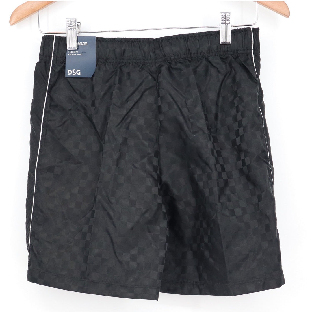 DSG Boys Black Woven Soccer Shorts Checkerboard Pattern Size L 14-16