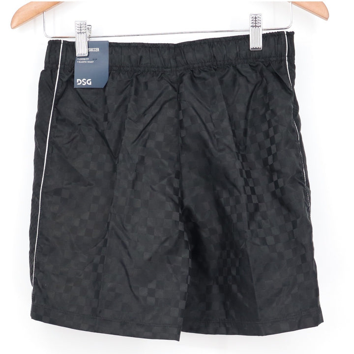DSG Boys Black Woven Soccer Shorts Checkerboard Pattern Size L 14-16