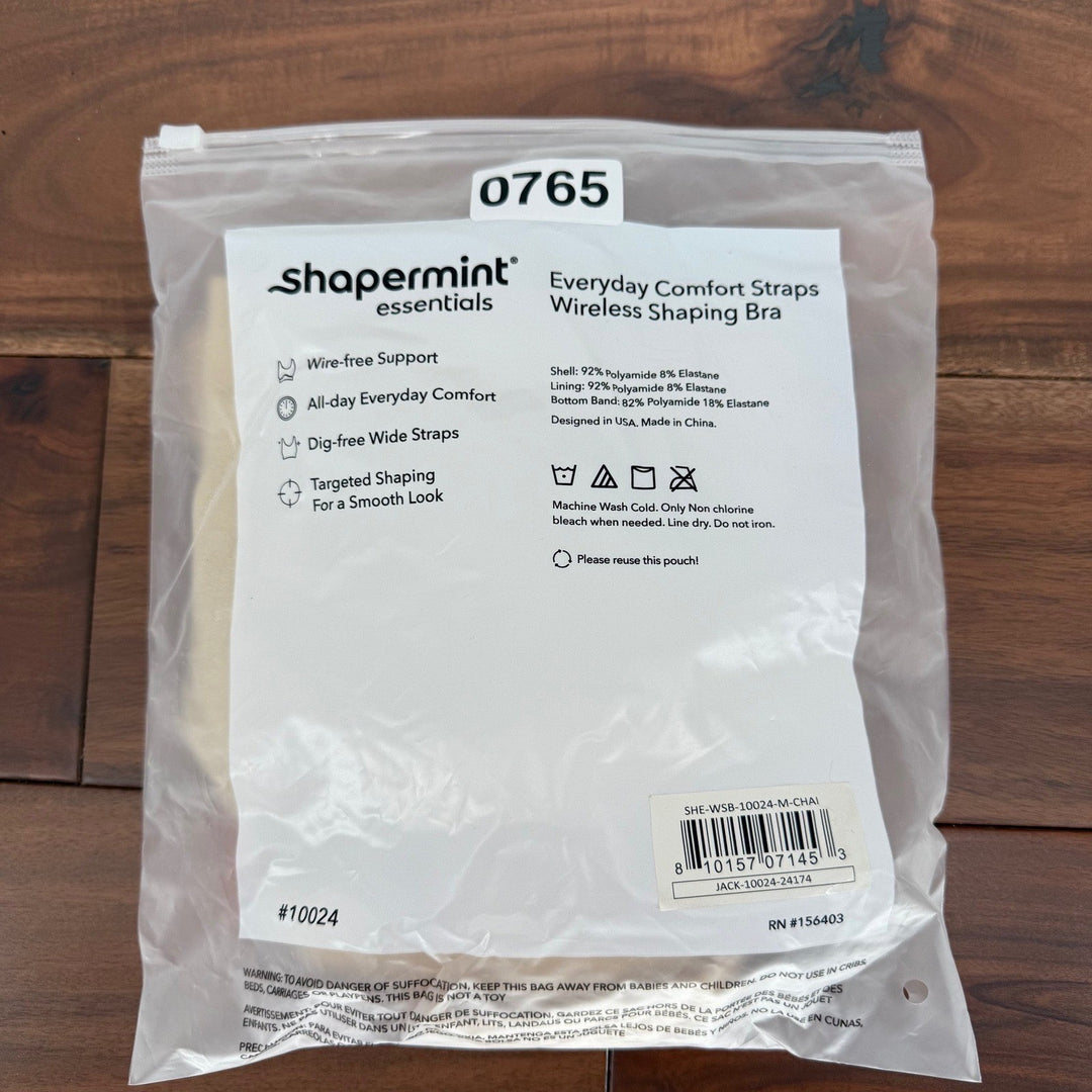 Shapermint Essentials Everyday Comfort Straps Wireless Shaping Bra Beige M