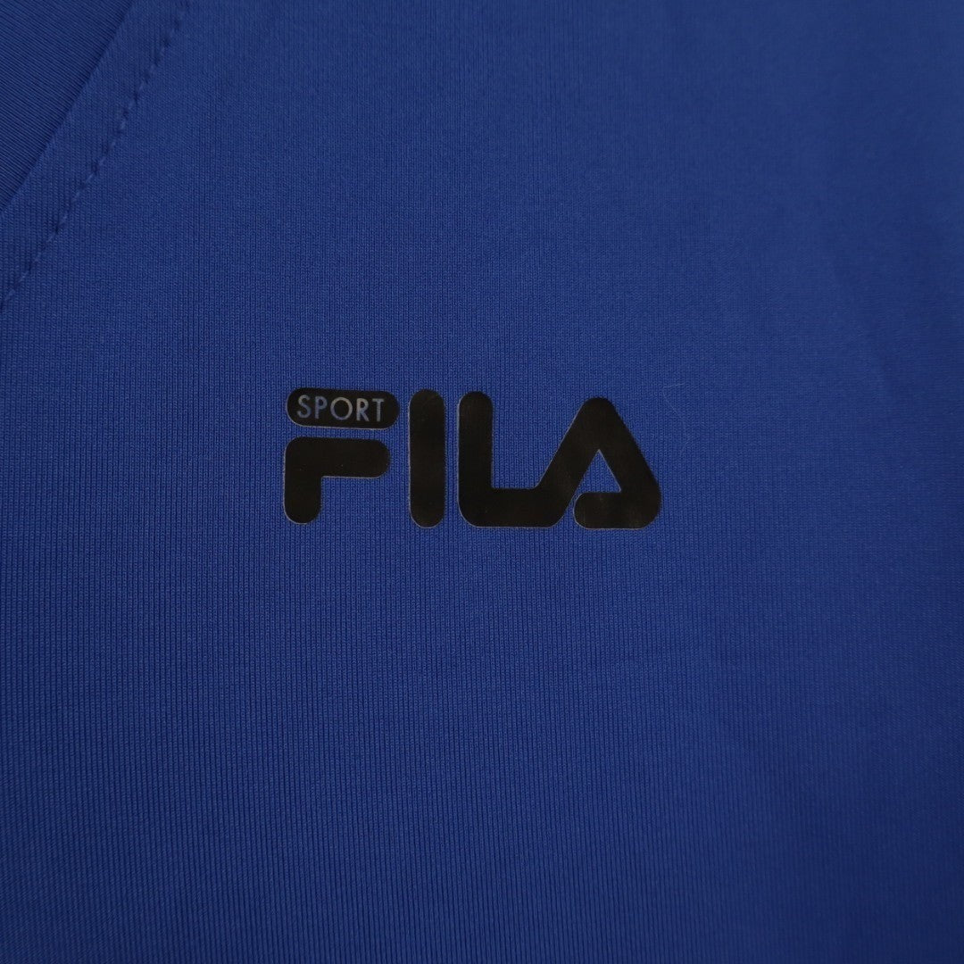 Fila Sport Live In Motion T Shirt Womens XL Blue Stretch V-Neck Short Sleeve