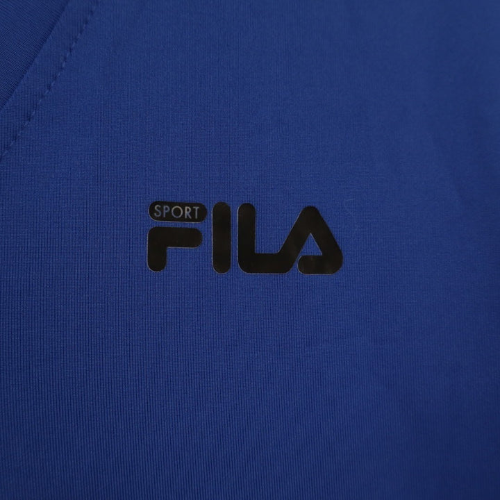 Fila Sport Live In Motion T Shirt Womens XL Blue Stretch V-Neck Short Sleeve