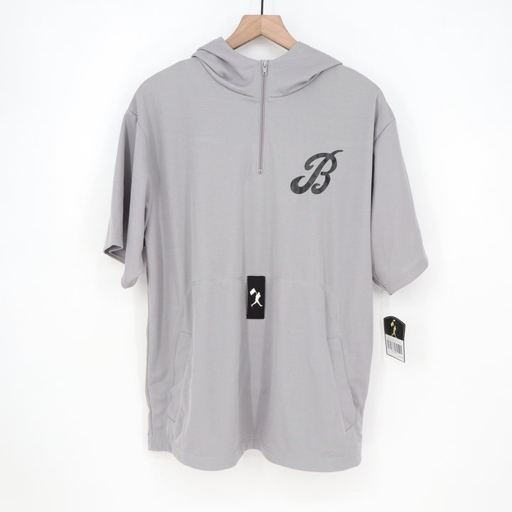 Baseballism Bat Bros BP Tee Mens Large Grey Short Sleeve Quarter Zip Hoodie New