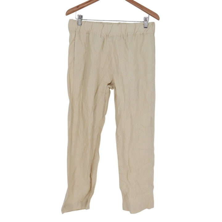 American Giant Pants Womens Medium Beige Linen Relaxed Fit Wide Leg Summer Wear