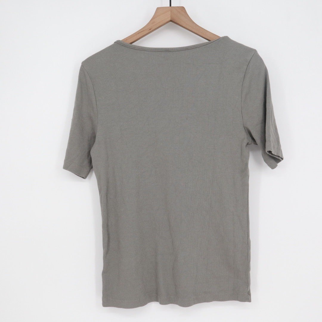 American Giant Women's Luxe Rib Square Neck Tee Silent Storm Size L Made In USA