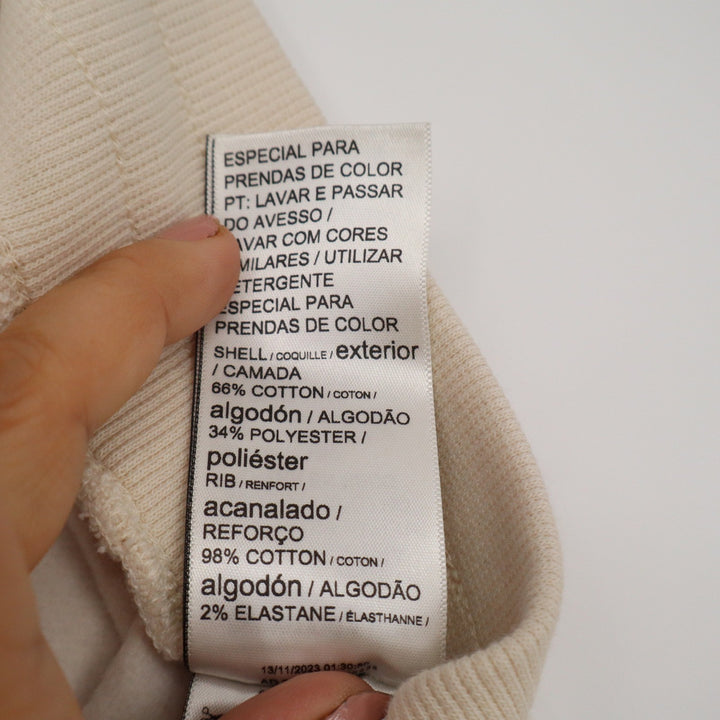 Puma Womens XXL Wide Leg Sweatpants Cream Beige Gold Logo Fleece Pockets