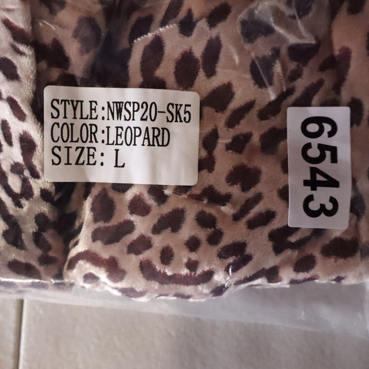 Naked Wardrobe Leopard Print Ruched Mini Skirt with Draped Sash Large