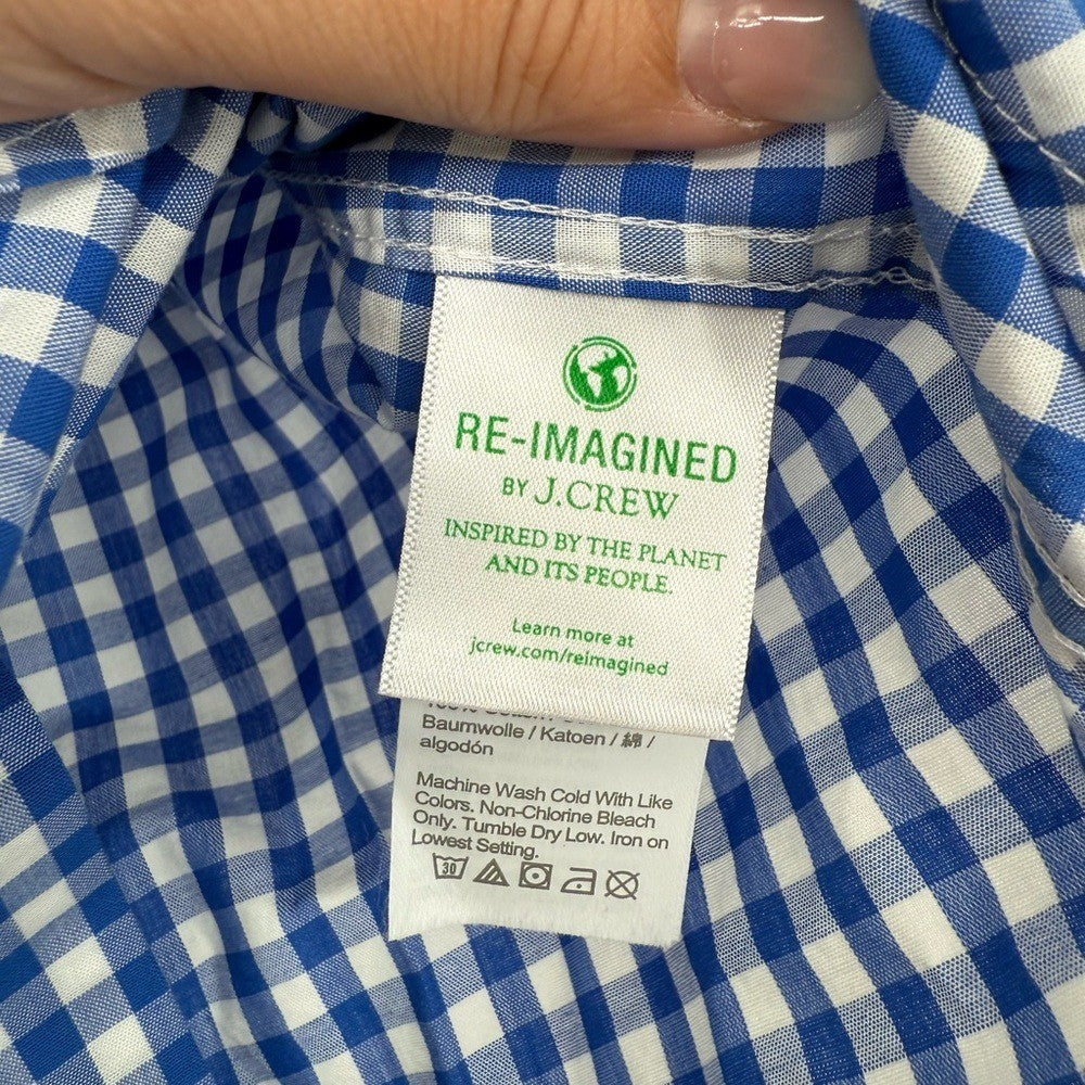 J.Crew Crewcuts Boy's Long-Sleeve Gingham Flex Cotton Poplin Shirt Size 6-7
