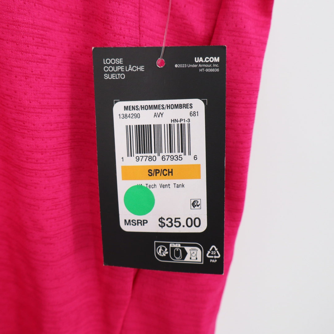 Under Armour Mens Tech Vent Tank Top Pink Heathered Sleeveless Gym Shirt S