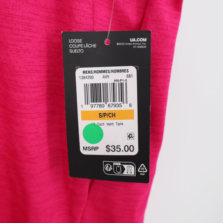 Under Armour Mens Tech Vent Tank Top Pink Heathered Sleeveless Gym Shirt S