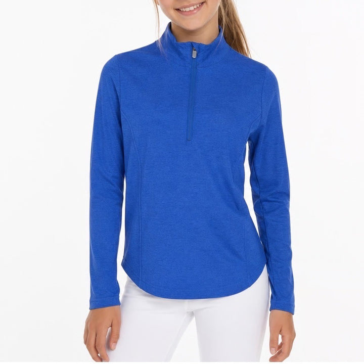 DSG Girls Movement LS 1/4 Zip Royal Blue Heather Pullover XS 6-7 CKP9118CN