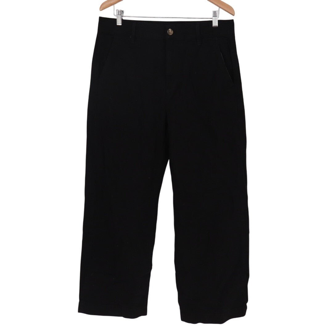American Giant Ankle Pants Womens 14 Black Cotton Stretch Streetwear Wide Leg