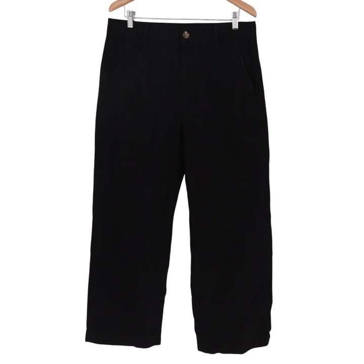American Giant Ankle Pants Womens 14 Black Cotton Stretch Streetwear Wide Leg