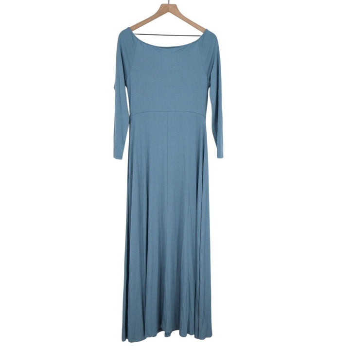 Motherhood Maternity Maxi Dress Womens Medium Teal Stretch Wrap V-Neck Pullover