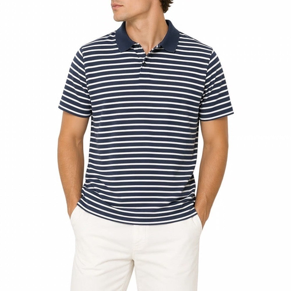 Nike Golf Mens Dri-FIT Striped Polo Shirt Navy Blue White DH0835-451 Small NWT