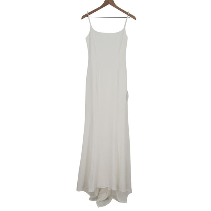 Lulus Blessed Romance Maxi Dress Womens M White Sleeveless Button Back Mermaid