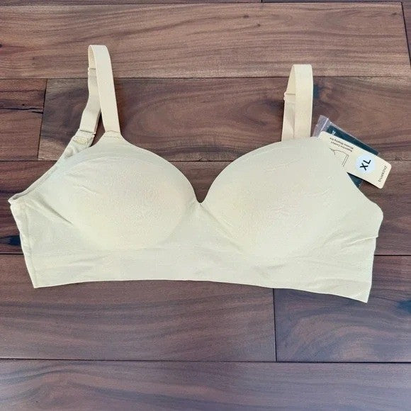Truekind Supportive Comfort Wireless Shaping Bra Womens 4XL Beige U-Shaped Back