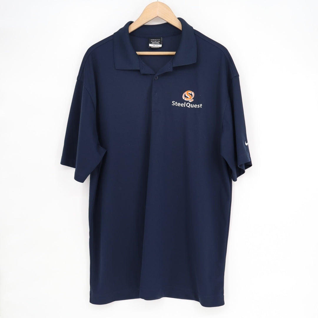 Nike Golf Dri Fit Polo Shirt Mens Navy Steel Quest Embroidered Short Sleeve