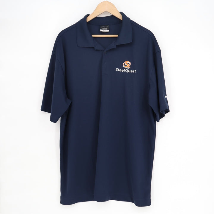 Nike Golf Dri Fit Polo Shirt Mens Navy Steel Quest Embroidered Short Sleeve