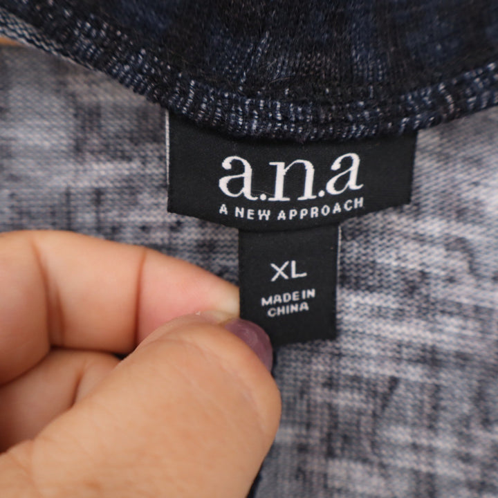 ana A New Approach Womens XL Navy Blue Marled Knit Bell Sleeve Swing Dress
