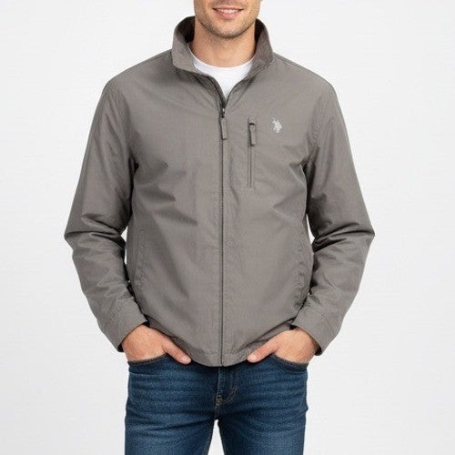 US Polo Assn Mens Jacket Gray Lightweight Zip Up Collared Size L
