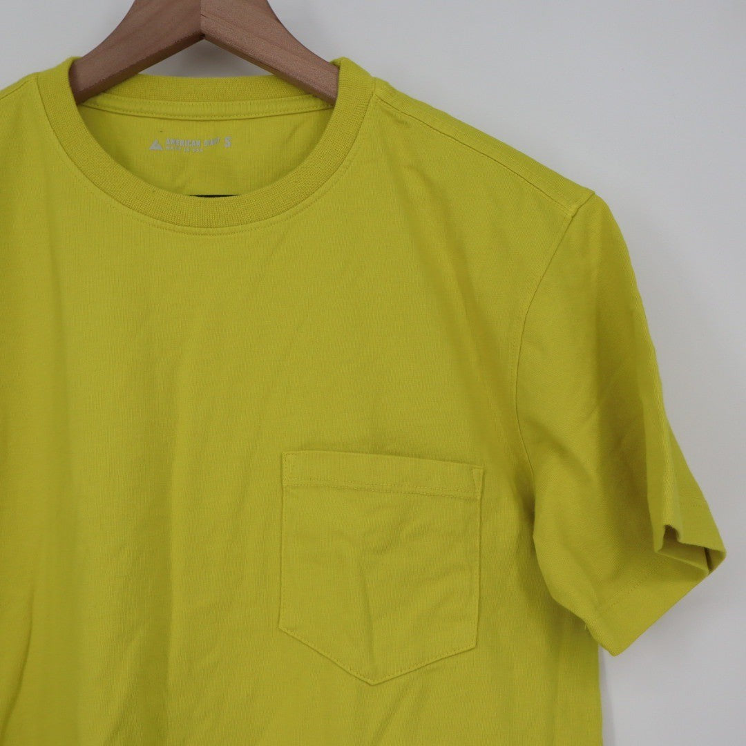 AMERICAN GIANTS Mens S Pocket Tee Shirt Yellow Cotton Made USA Casual Basic