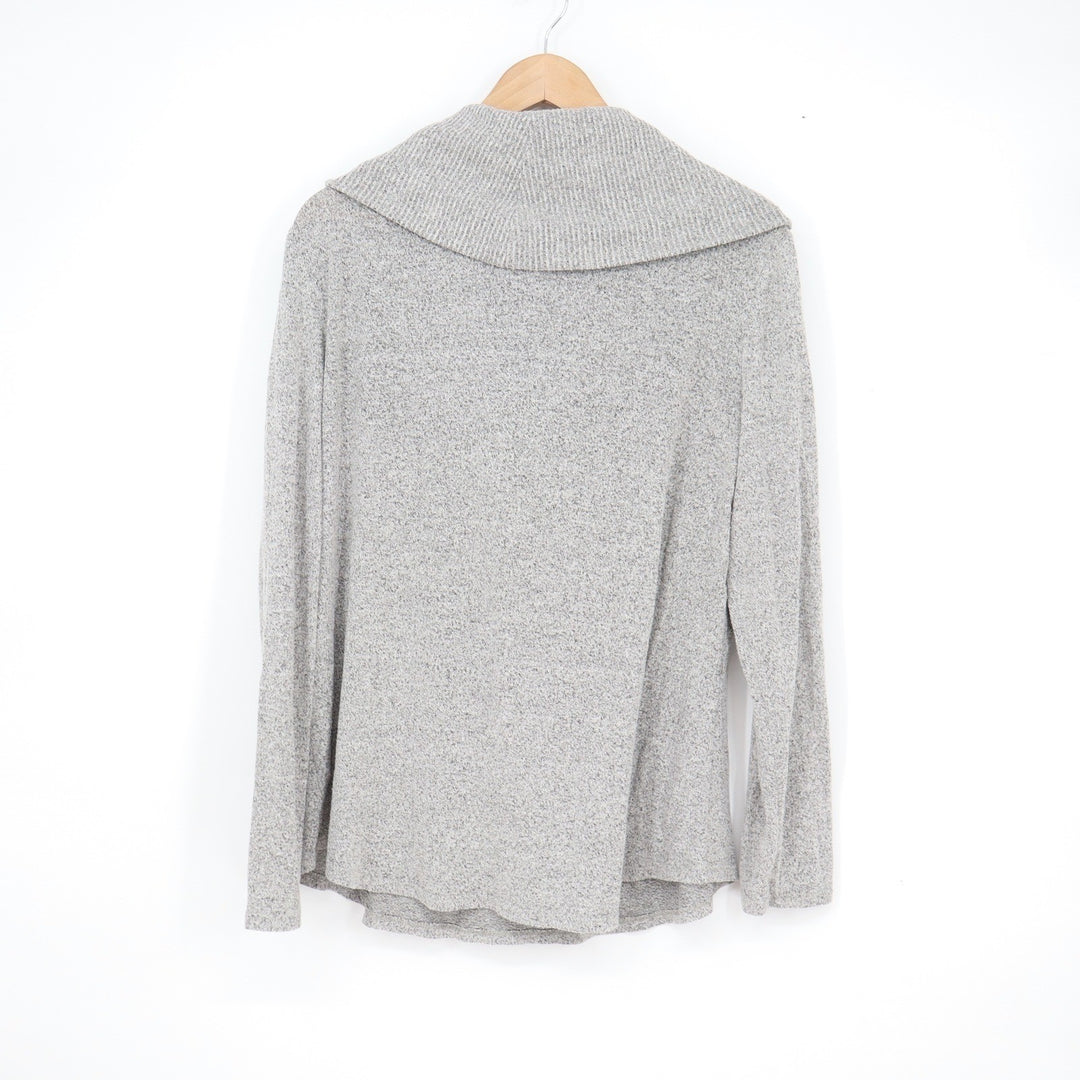 Apt. 9 Womens Cowl Neck Sweater Heather Grey Marled Knit Long Sleeve Top Size L