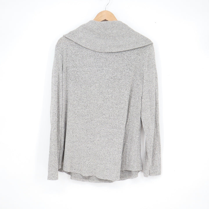 Apt. 9 Womens Cowl Neck Sweater Heather Grey Marled Knit Long Sleeve Top Size L