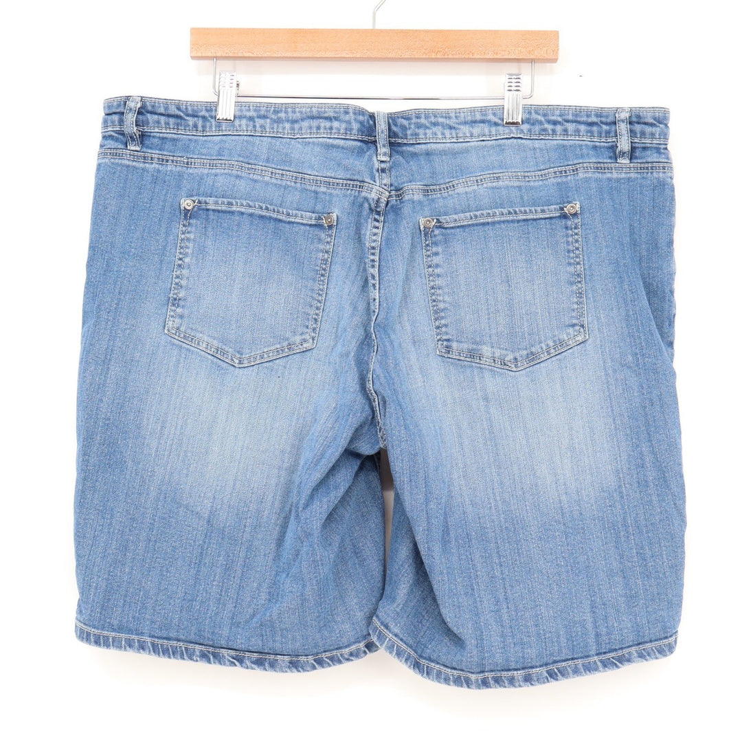 Liz Claiborne City Straight Leg Denim Shorts Blue Medium Wash Womens 20T Tall