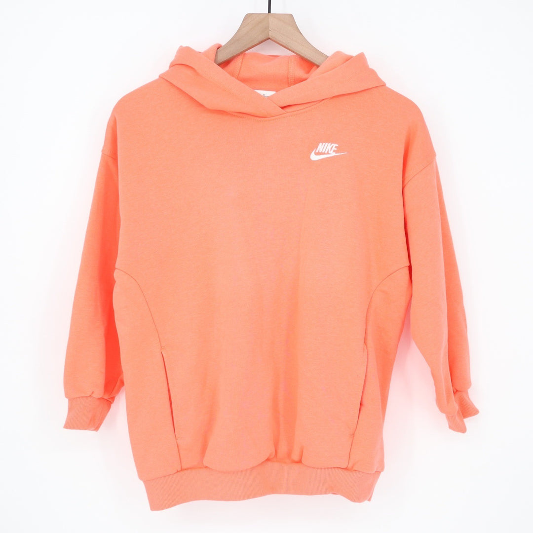Nike Kids Oversized Fleece Hoodie Coral Orange Medium NEW