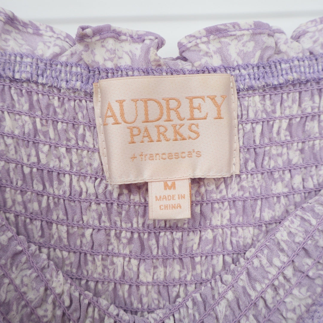 Audrey Parks Francescas Perdita Lavender Floral Smocked High Low Maxi Dress M