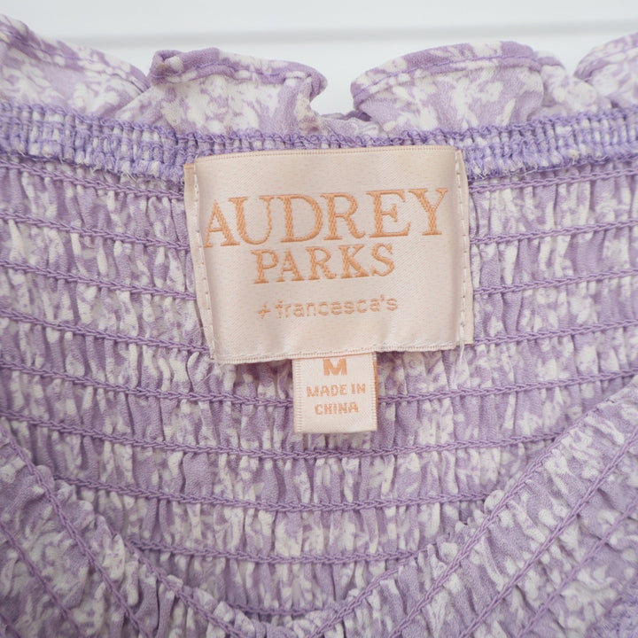 Audrey Parks Francescas Perdita Lavender Floral Smocked High Low Maxi Dress M