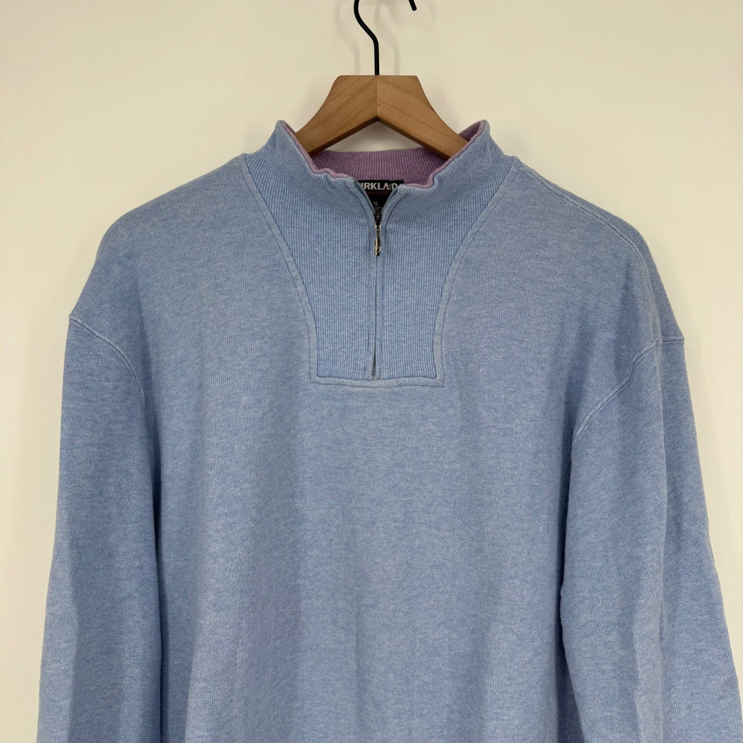 Kirkland Signature XL Blue 1/4 Zip Pullover Sweatshirt 100 Cotton Men's Casual