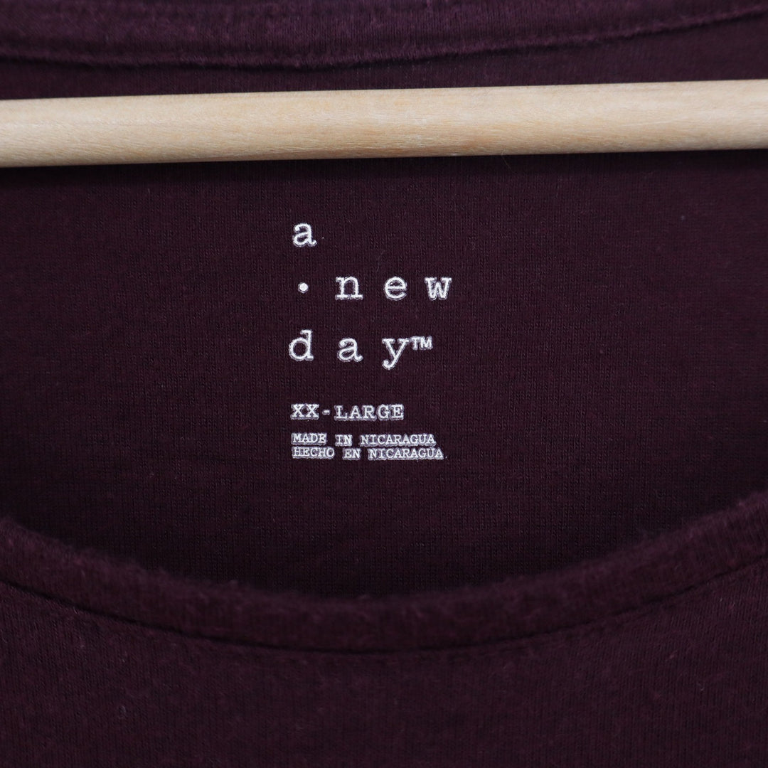 A New Day Womens XXL Long Sleeve Crew Neck T-Shirt Burgundy Modal Blend 10749