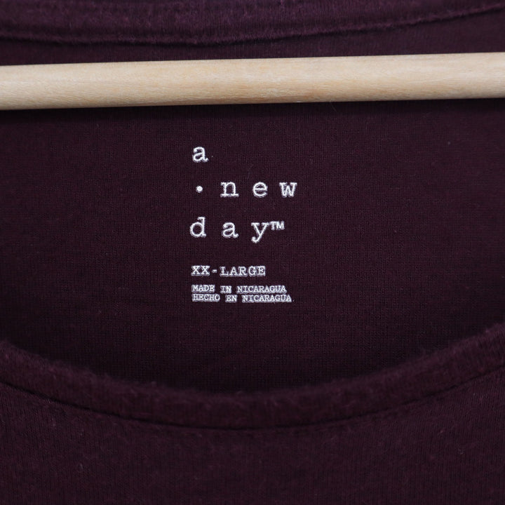 A New Day Womens XXL Long Sleeve Crew Neck T-Shirt Burgundy Modal Blend 10749