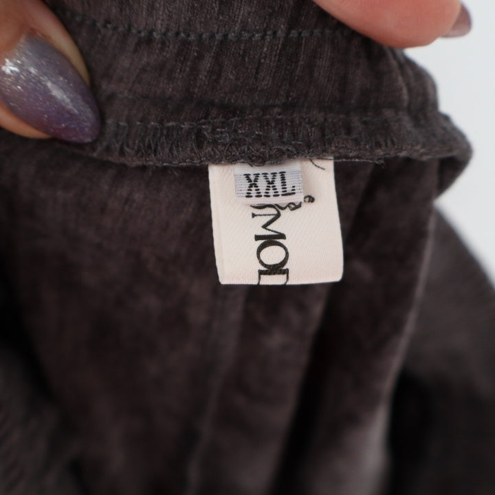 Modesees Corduroy Wide Leg Trousers Women 2XL Brown Elastic Drawstring Waistband