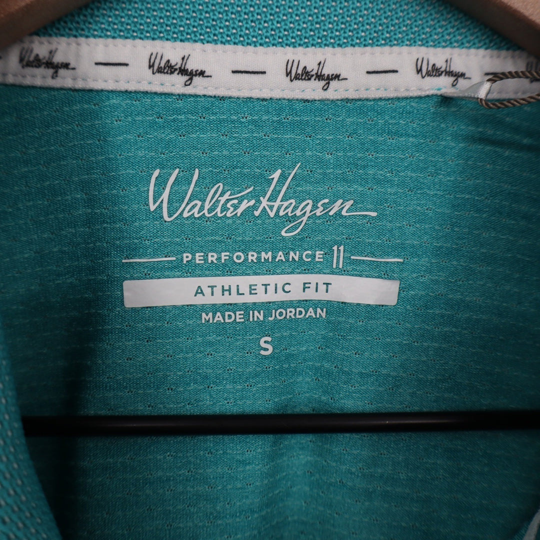 Walter Hagen Mens Birdseye Athletic Fit Polo Shirt Aqua Blue Heather Small