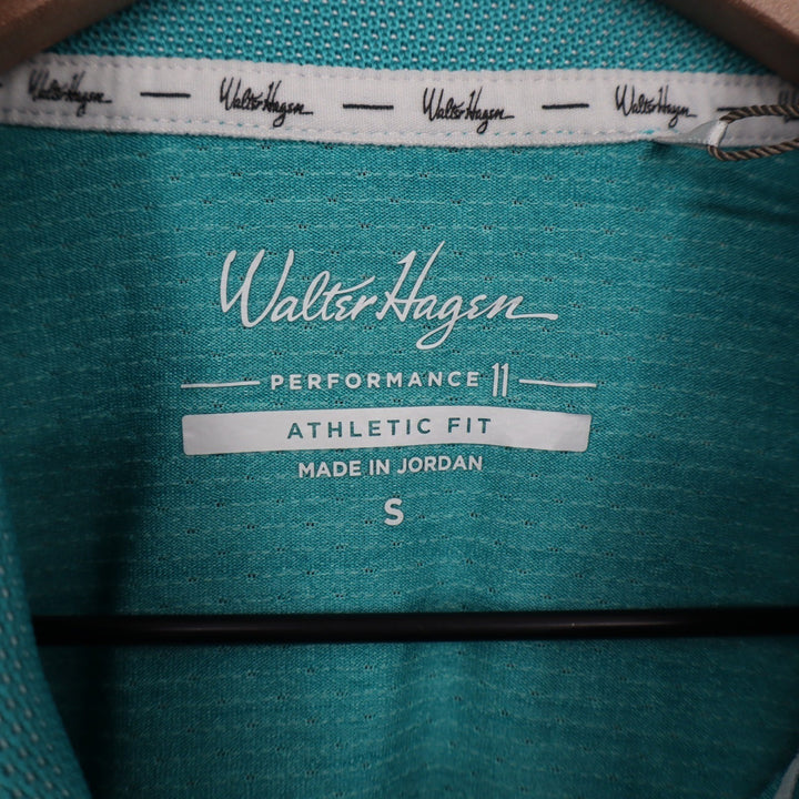 Walter Hagen Mens Birdseye Athletic Fit Polo Shirt Aqua Blue Heather Small