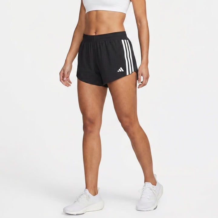 Adidas Adizero Split W Running Shorts Black White Womens XL 3 Inch Inseam