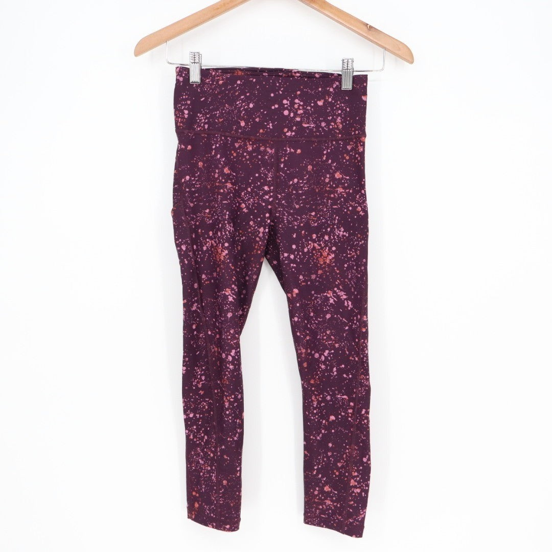 Athleta Ultimate Stash Pocket Splat Capri Leggings Womens XS Purple High Waist